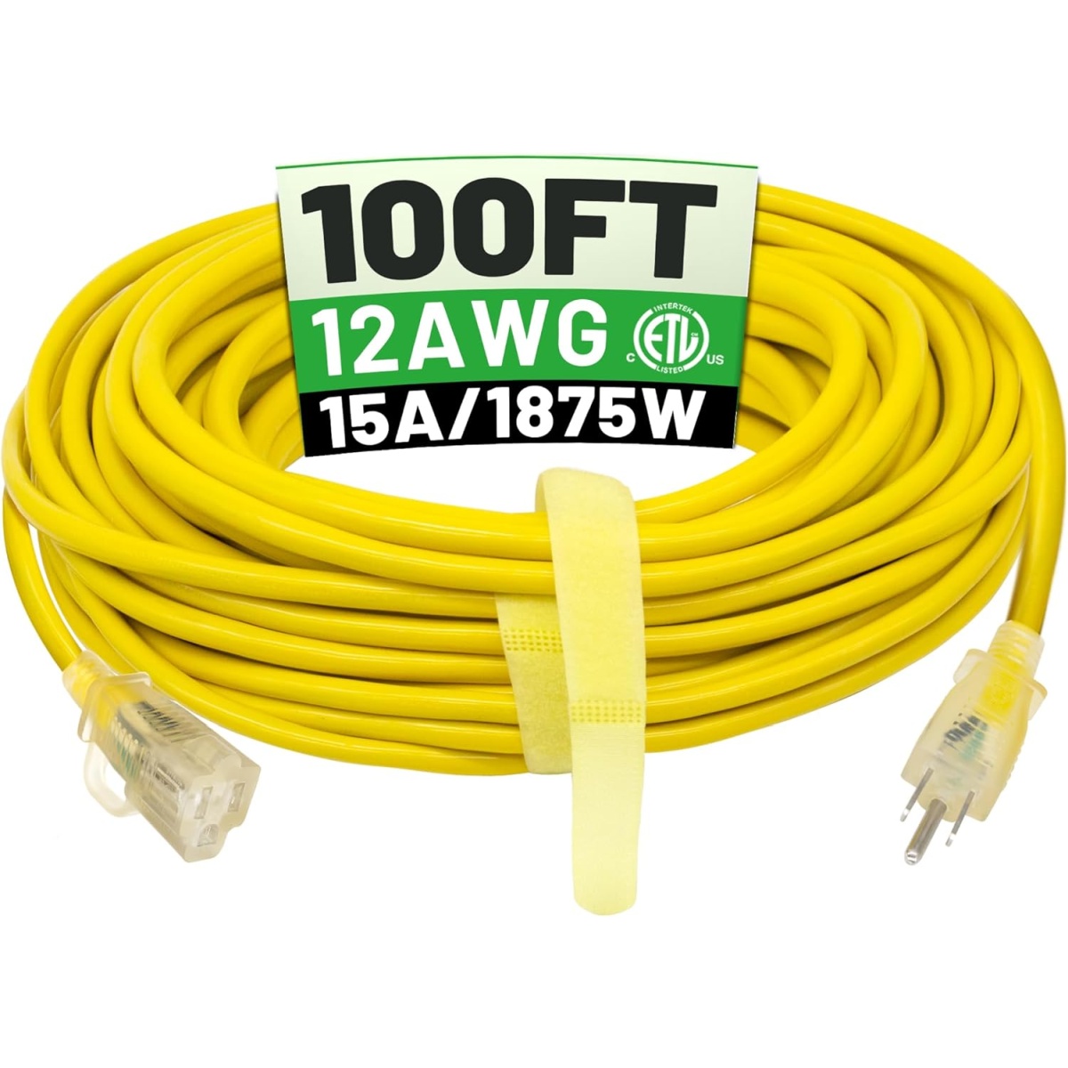 Outdoor Extension Cord Cover, Waterproof Weatherproof Cord Cover with LED Indicator, Cold-Resistant IP44 Electrical Connection Box for Holiday Decor Lights, Garden, Home Appliances, POWGRN (Black, 5.5 inch)